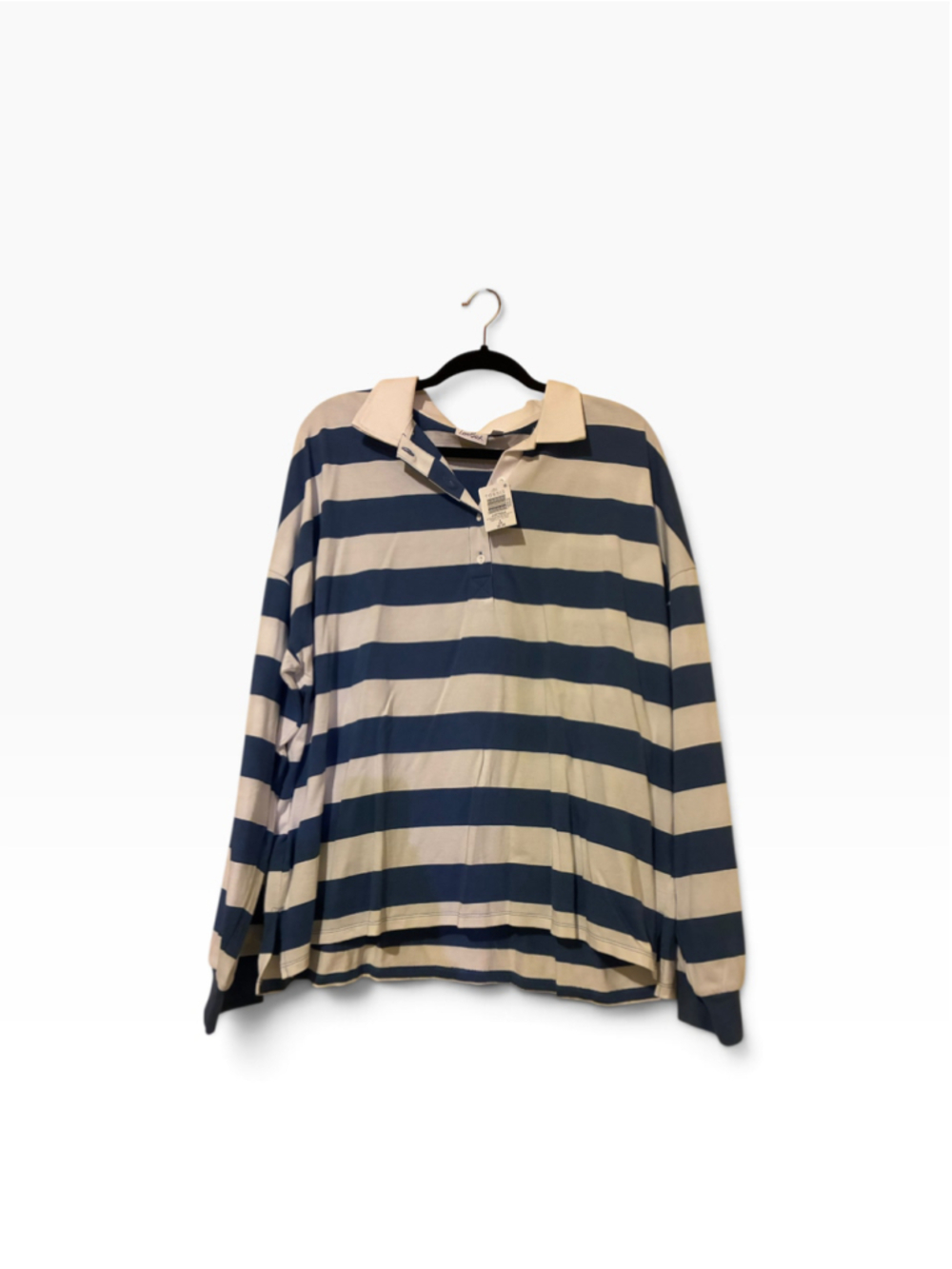 Women's Torrid LoveSick Rugby Stripe Long Sleeve Top Blue White Size 2X